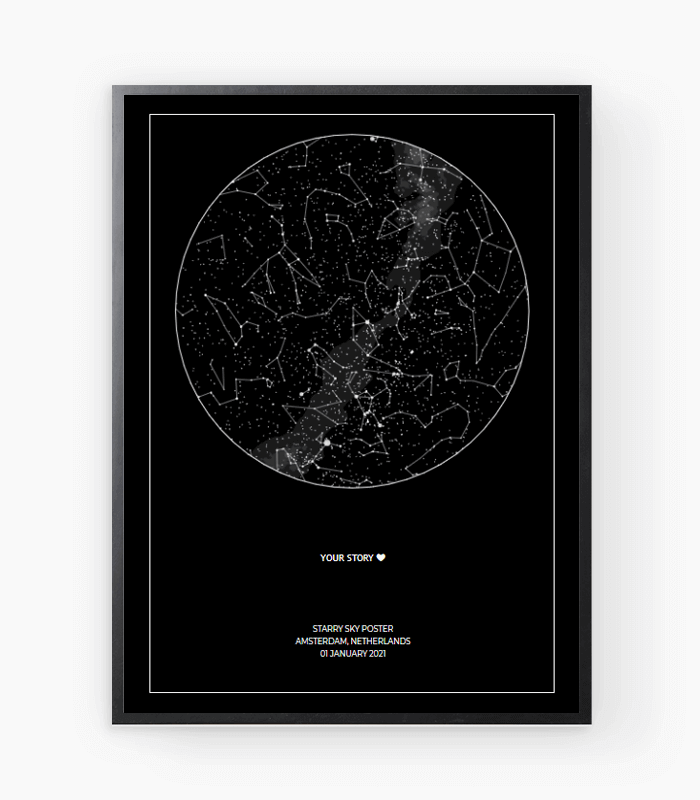 Sterrenhemel Poster Zwart Babydruk Birth Poster Scale
