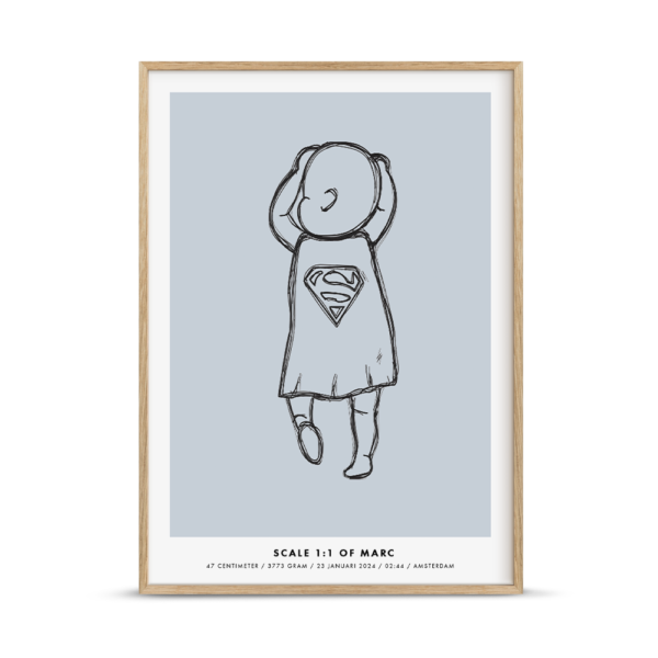 Birth poster superhero blue